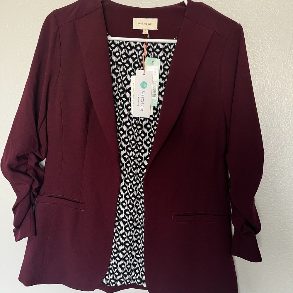 Skies Are Blue Maroon Blazer - Brand New